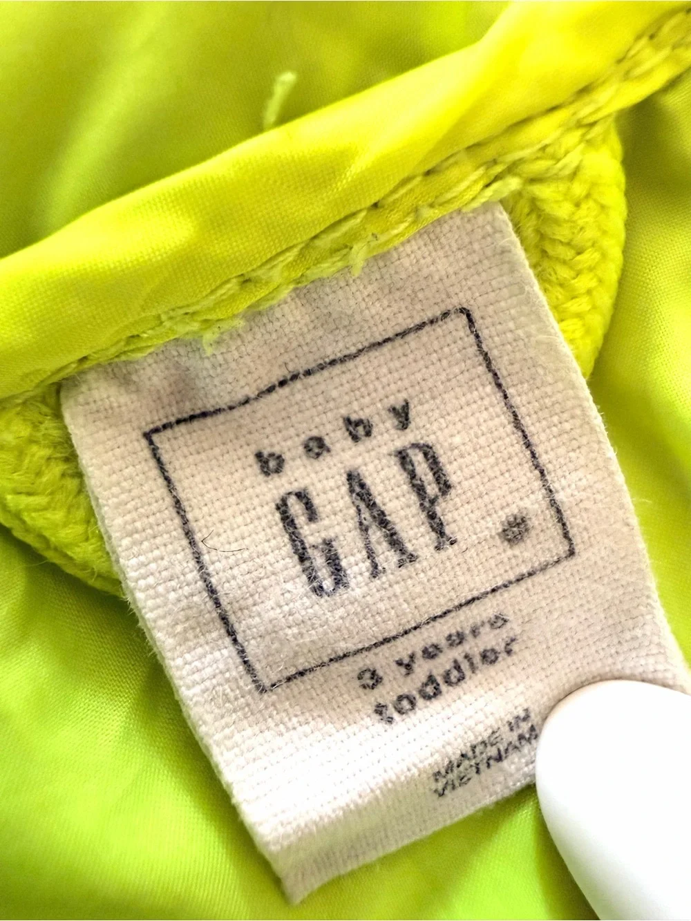 Baby Gap Toddler 3T Neon Yellow/Green Quilted Hooded Puffer Jacket